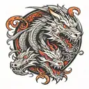 dragon and wolf tattoo design idea