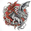 dragon and wolf tattoo design idea