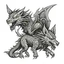 dragon and wolf tattoo design idea