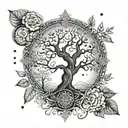 arm tattoo chakras tree of life Adrian and Ellie engraved tattoo design idea