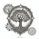 arm tattoo chakras tree of life Adrian and Ellie engraved tattoo design idea