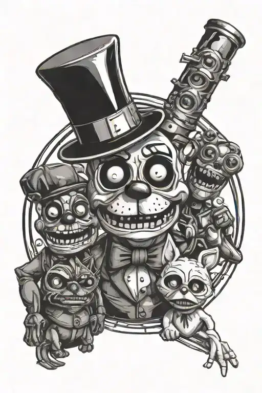 five nights at Freddy's Nightmarionne, puppet and security puppet together tattoo design idea