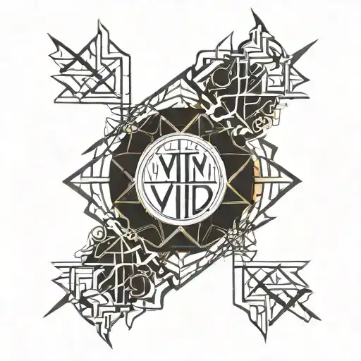 Quote "Veni Vidi Vici" written inside representing Posiedon Trident tattoo design idea