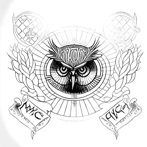 Combine Hedwiga owl from Harry Potter with golden snicth and the symbol of Deadly Hallows and word always tattoo design idea