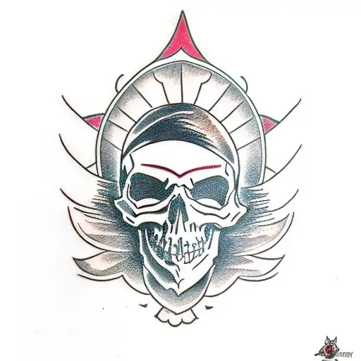 skull and crow tattoo design idea