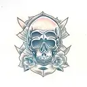 skull and crow tattoo design idea