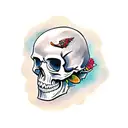 skull and crow tattoo design idea