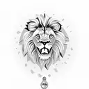Lion with a message in a bottle tattoo design idea