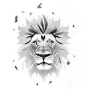 Lion with a message in a bottle tattoo design idea