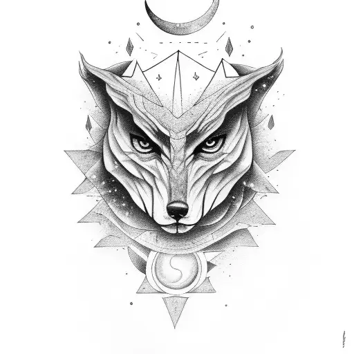 Forest full moon witchcraft magic tattoo design idea