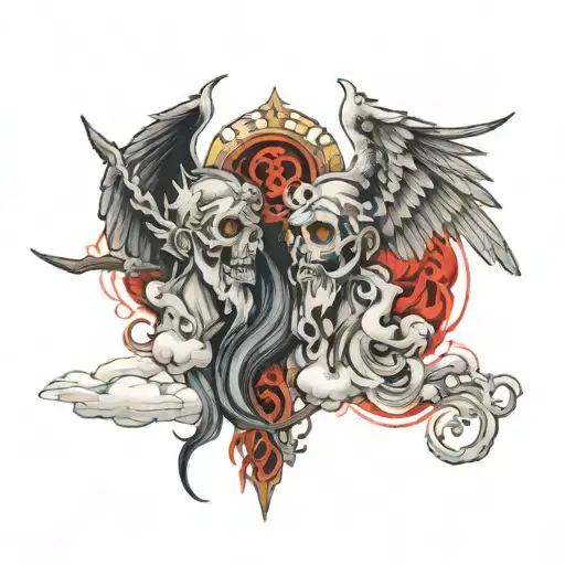 heaven and hell  tattoo design idea