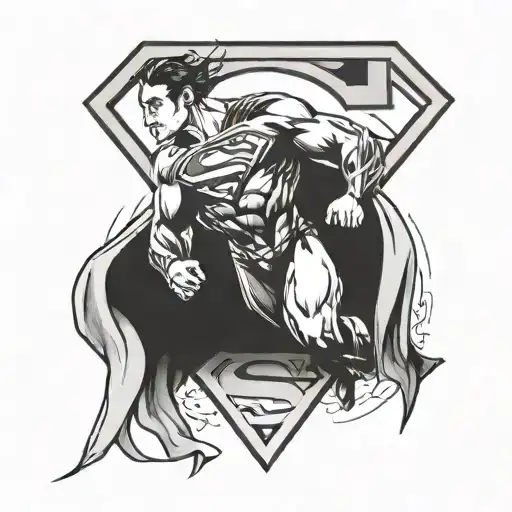 Superman logo with his cape tattoo design idea