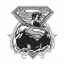 Superman logo with his cape tattoo design idea