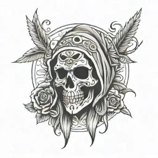 santa muerte bendicion chicano tattoo design idea