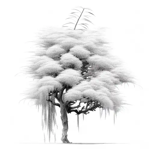Lion willow tree tattoo design idea