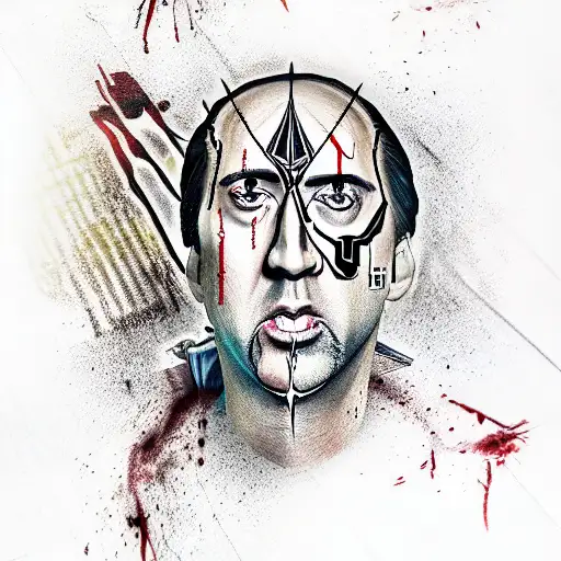 nic cage assassins creed tattoo design idea