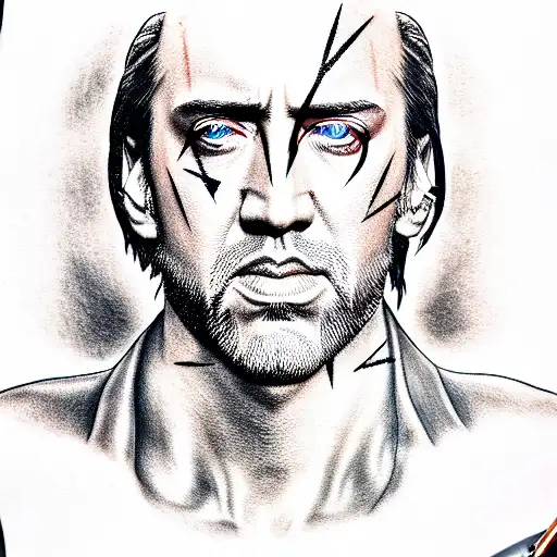 nic cage metal gear solid tattoo design idea