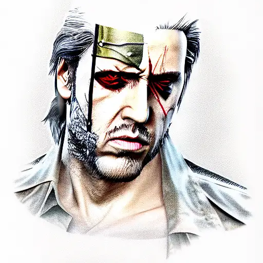 metal gear solid nic cage tattoo design idea