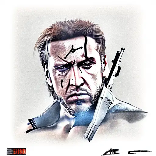 metal gear solid nic cage tattoo design idea