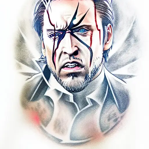 metal gear solid nic cage tattoo design idea