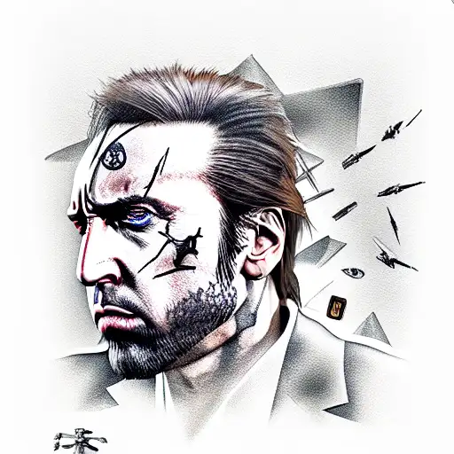 metal gear solid nic cage tattoo design idea