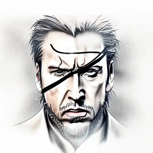 metal gear solid nic cage tattoo design idea