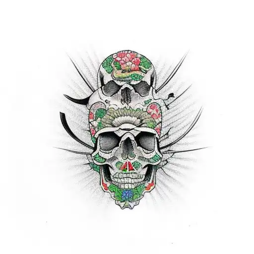 biology with skull tattoo design idea