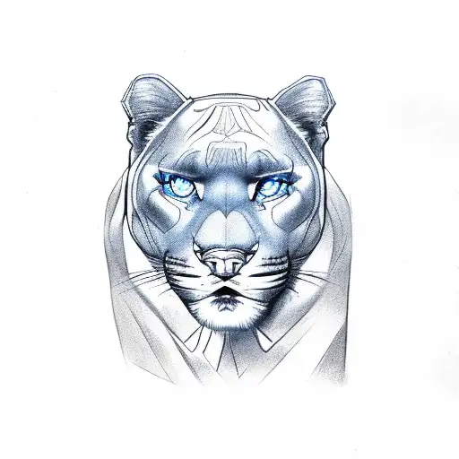 panther blue eyes tattoo design idea