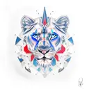 panther with blue eyes and lion with red eyes tattoo design idea