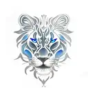 panther with blue eyes and lion with red eyes tattoo design idea
