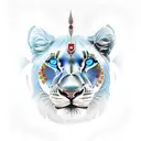 panther with blue eyes and lion with red eyes tattoo design idea