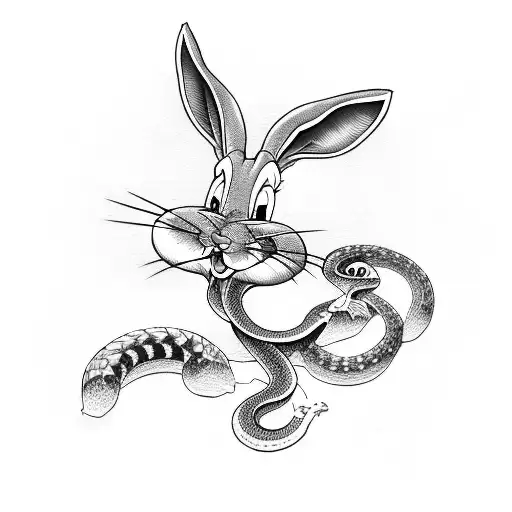 bugs bunny with a snake tattoo design idea