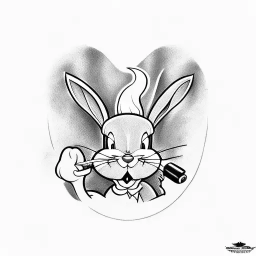 bugs bunny smoking tattoo design idea