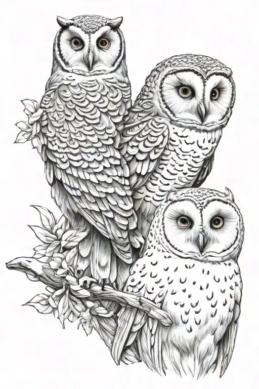 Athena and snow owl tattoo design idea