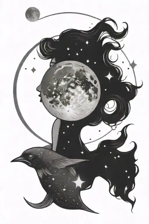 incorporating the Pisces constellation with the moon positioned nearby tattoo design idea