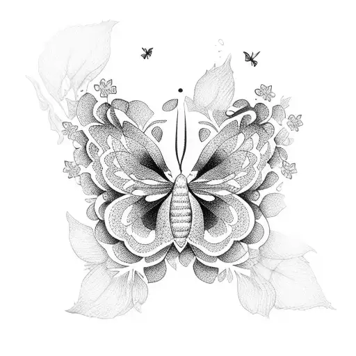 Flores con mariposas tattoo design idea