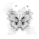 Flores con mariposas tattoo design idea