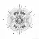 A celestial harp surrounded by glowing lights tattoo design idea