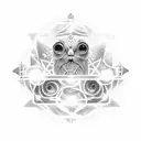 A celestial harp surrounded by glowing lights tattoo design idea