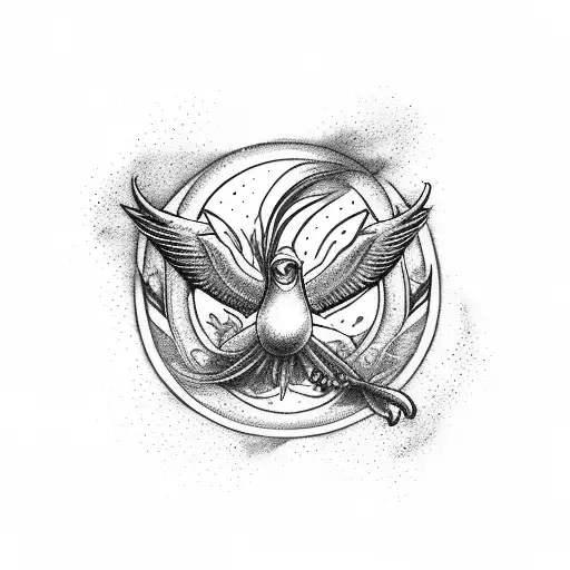 phoenix BIRD with Taurus and Virgo zodiac signs tattoo design idea