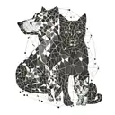 A geometric design featuring a mix of dog, cat, and bird silhouettes intertwined to represent the client's favorite animals tattoo design idea