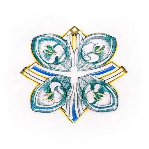 : A four-leaf clover intertwined with a golden horseshoe tattoo design idea