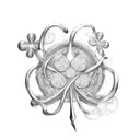 : A four-leaf clover intertwined with a golden horseshoe tattoo design idea