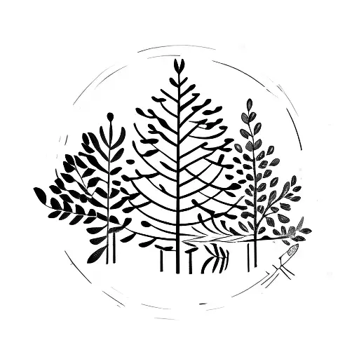 Pine Tree with wildflowers  tattoo design idea