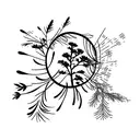 Pine Tree with wildflowers  tattoo design idea