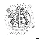 Pine Tree with wildflowers  tattoo design idea