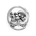 realisic skull inside a laurel wreath momento mori written underneath in old english font tattoo design idea