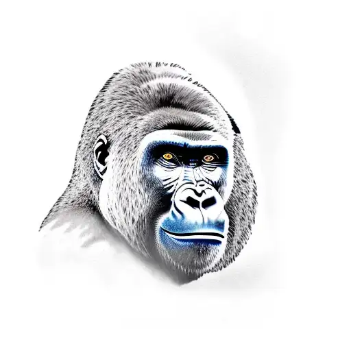 Realistic black and grey Silverback gorilla chest