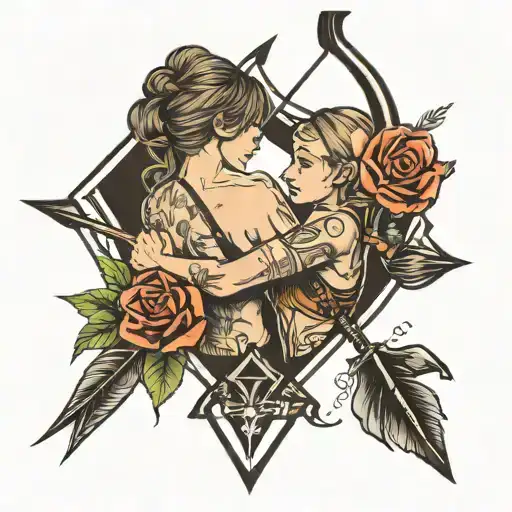 bow and arrow couple tattoo for tattoo design idea