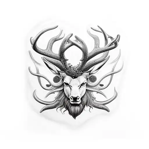 cernunnos sleeve black pagan tattoo design idea